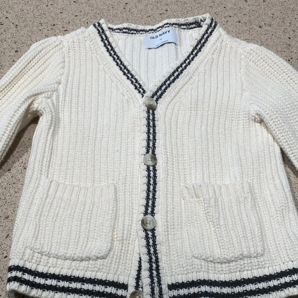 Old Navy Cream Cardigan with Black Stripe Trim